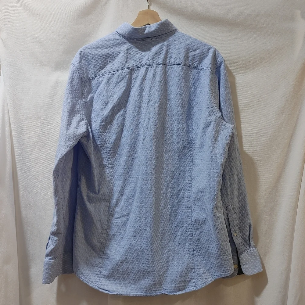 Banana Republic Soft Wash Slim Fit Cotton Blend Long Sleeve Button Front‎ Blue L